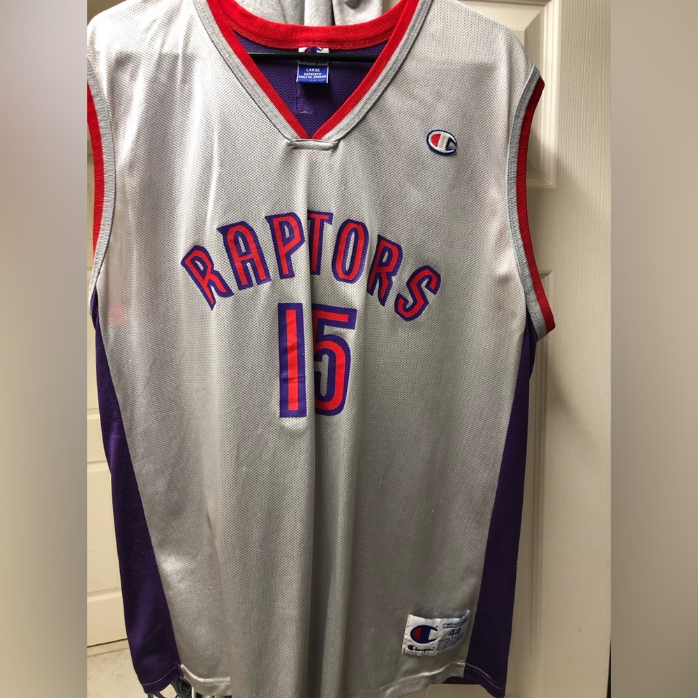 Vince Carter Toronto Raptor’s champion Jersey Silver/Purple.